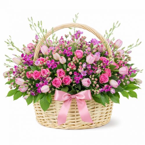Цветочная композиция в корзине «Элегантность»