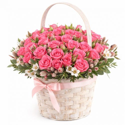 Цветочная композиция в корзине «Весенний рассвет»