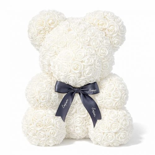 Мишка из роз белый (40 см)