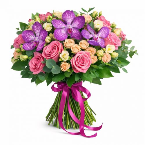 Букет из свежих цветов «Фиолетовые бабочки»