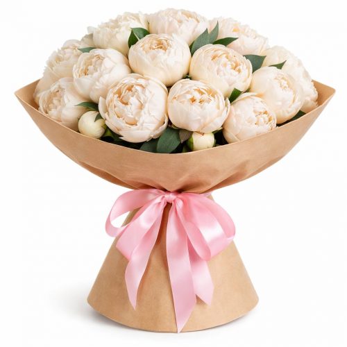 Букет пионов «Белоснежная мечта»