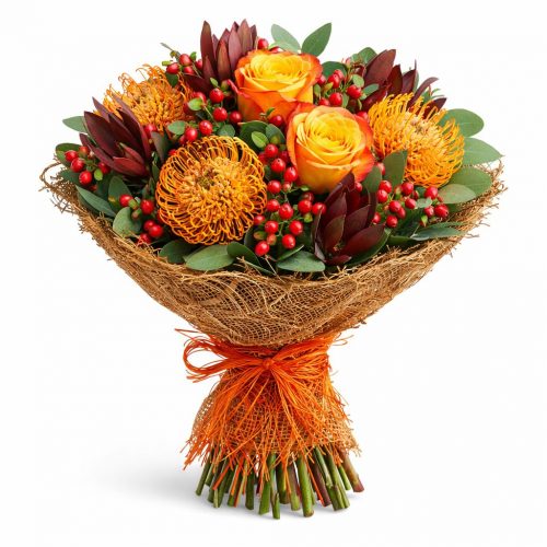 Флористический букет «Огненное сияние»