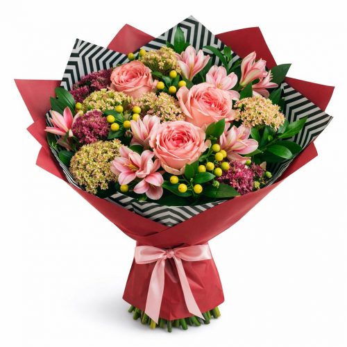 Цветочный букет «Розовый шарм»