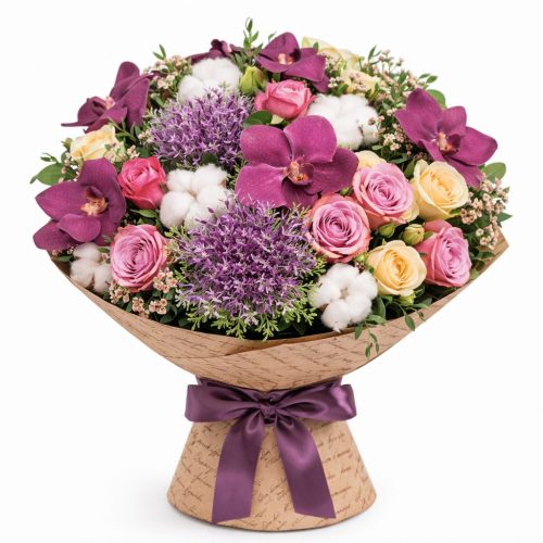 Цветочный букет «Сиреневая розетта»
